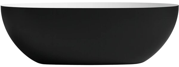 CERANO - Voľne stojaca vaňa z liateho mramoru Antonia - čierna matná/biela matná - 170x75cm