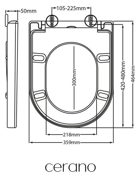 CERANO - WC sedátko so spomaľovacím mechanizmom Gabineto - biela lesklá - 35,9x5x46,4 cm