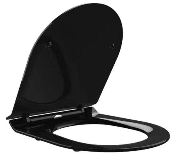 CERANO - WC sedátko so spomaľovacím mechanizmom Sedile - slim - čierna lesklá - 36,4x4,9x42,7 cm