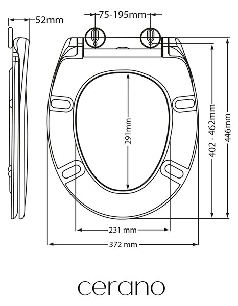 CERANO - WC sedátko so spomaľovacím mechanizmom Tavoleta - biela lesklá - UF - 37,2x5,2x44,6 cm