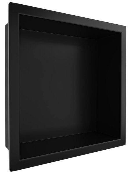 CERANO - Zápustná polička/nika s okrajom do obkladu - čierna matná - 30x30x10 cm