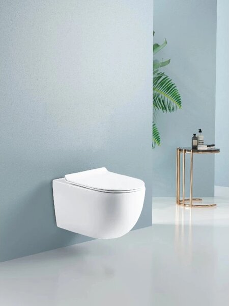 CERANO - WC závesné Felci, Rimless + Slim/UF sedátko - biela lesklá - 53x37 cm
