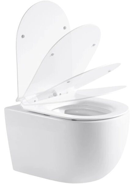 CERANO - WC závesné Felci, Rimless + Slim/UF sedátko - biela lesklá - 53x37 cm