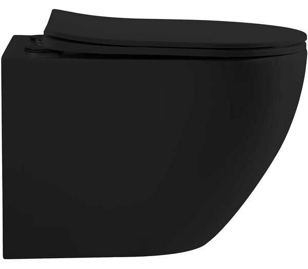 CERANO - WC závesné Cesso, Vortex + Slim/UF sedátko - čierna matná - 49x36 cm