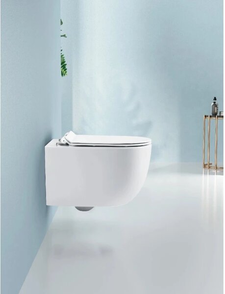 CERANO - WC závesné Felci, Rimless + Slim/UF sedátko - biela lesklá - 53x37 cm