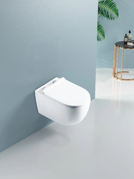 CERANO - WC závesné Felci, Rimless + Slim/UF sedátko - biela lesklá - 53x37 cm
