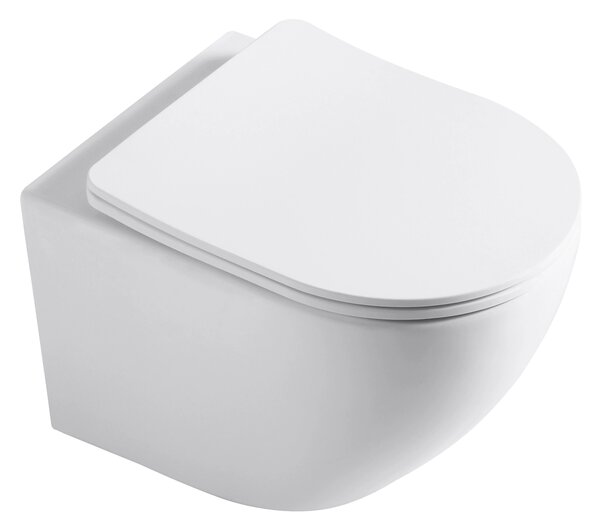 CERANO - WC závesné Cesso, Rimless + Slim/UF sedátko - biela matná - 49x36 cm