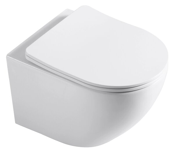 CERANO - WC závesné Verde, Rimless + Slim/UF sedátko - biela lesklá - 49x36 cm