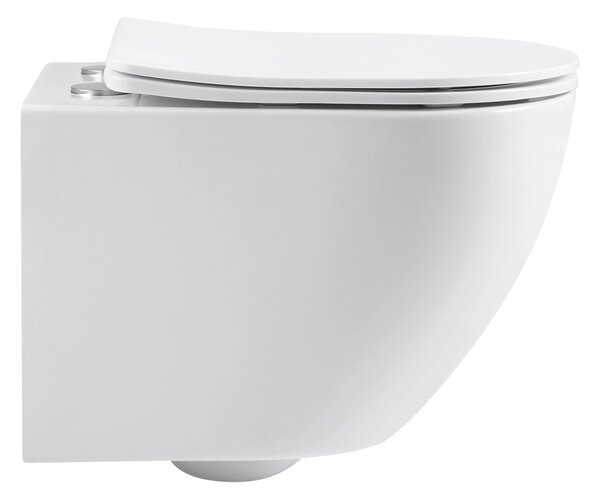 CERANO - WC závesné Verde, Rimless + Slim/UF sedátko - biela lesklá - 49x36 cm
