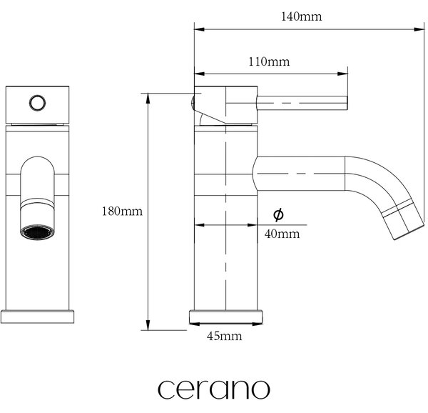 CERANO - Umývadlová stojanková batéria Selma - nízka - čierna matná