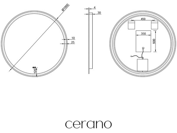 CERANO - Kúpeľňové LED zrkadlo Eterno - Ø 100 cm