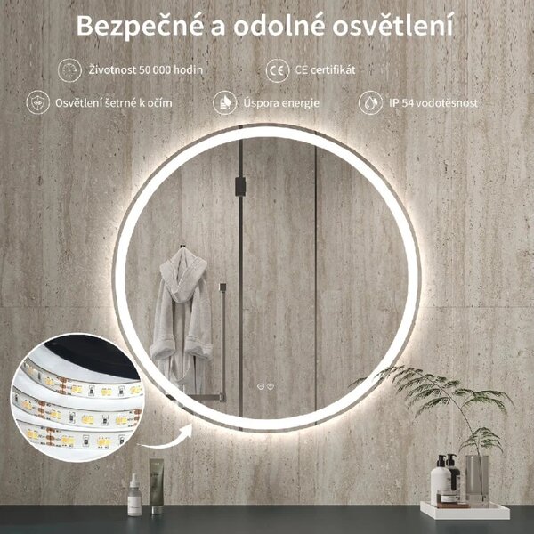 CERANO - Kúpeľňové LED zrkadlo Eterno - Ø 100 cm