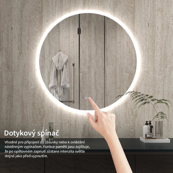 CERANO - Kúpeľňové LED zrkadlo Aureo - Ø 50 cm