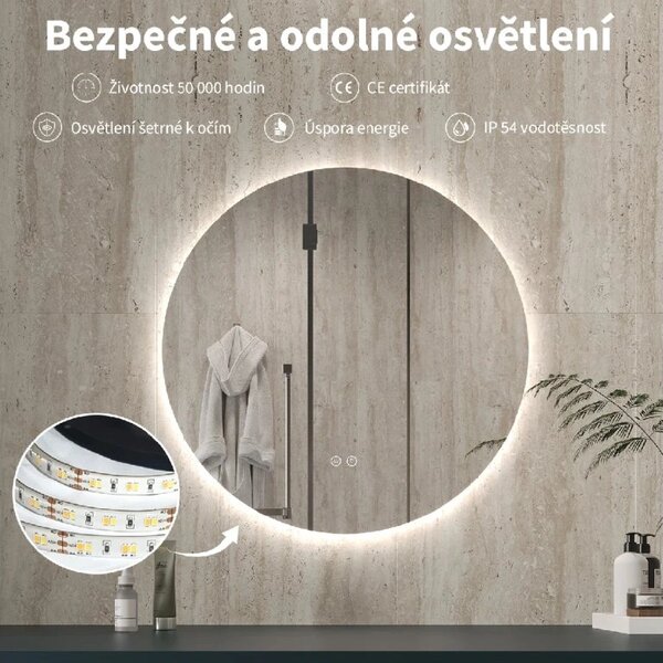 CERANO - Kúpeľňové LED zrkadlo Verido - Ø 50 cm