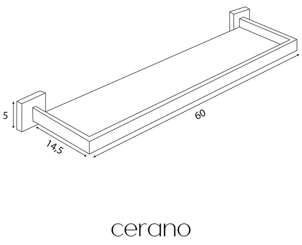 CERANO - Nástenná kúpeľňová polica Alto - čierna matná - 60 cm