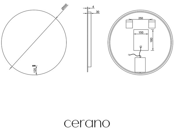 CERANO - Kúpeľňové LED zrkadlo Verido - Ø 50 cm