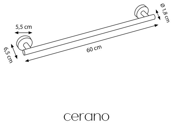 CERANO - Nástenný držiak na uteráky Lineo - chróm - 60 cm