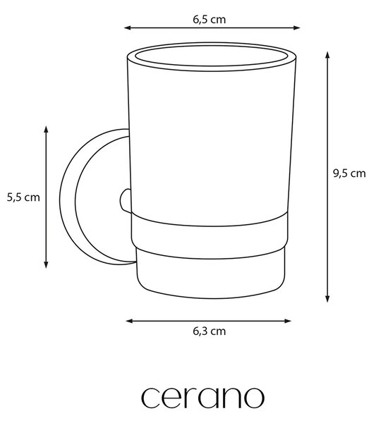 CERANO - Nástenný držiak s pohárom Lineo - chróm, transparentné sklo