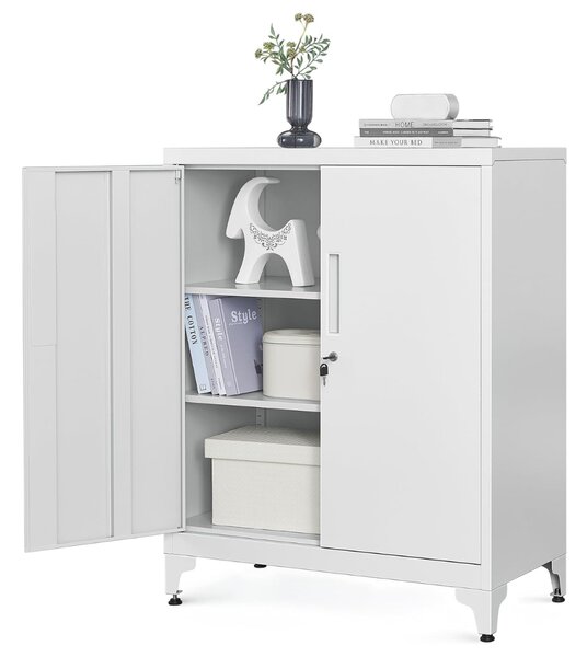 Viacúčelová kovová skrinka RAVEN, 40x80x90cm, šedá SongmicsHome