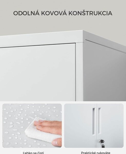 Viacúčelová kovová skrinka RAVEN, 40x80x90cm, šedá SongmicsHome