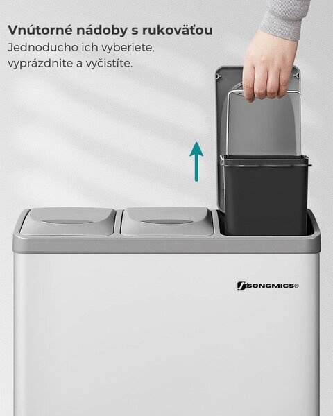 Kôš na separovanie odpadu SORT 24l (3x8l), šedá/biela SongmicsHome