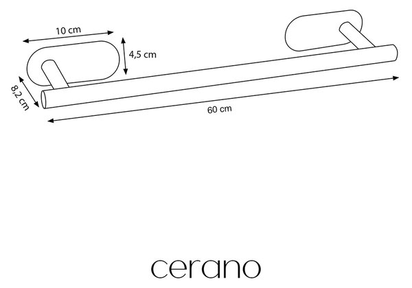 CERANO - Samolepiaci držiak na uteráky Reno - čierna matná - 60 cm