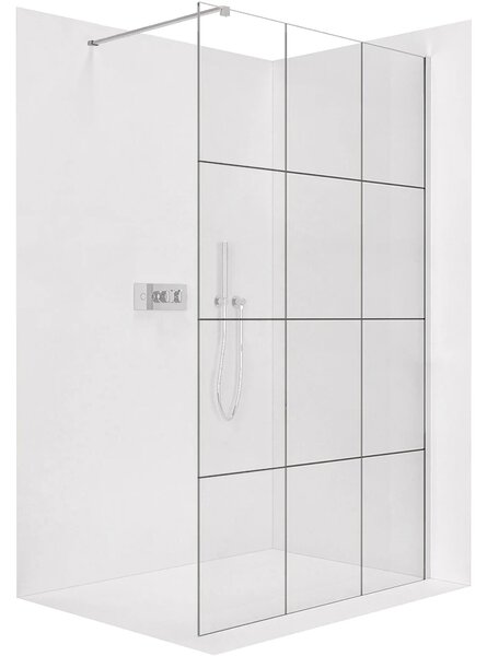 CERANO - Sprchová zástena Walk-in Onyx Cube Ľ/P - 8 mm - hranatá vzpera - chróm, industriálne sklo - 90x200 cm