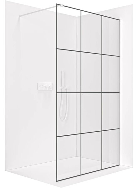 CERANO - Sprchová zástena Walk-in Onyx Cube Ľ/P - 8 mm - hranatá vzpera - biela matná, industriálne sklo - 90x200 cm