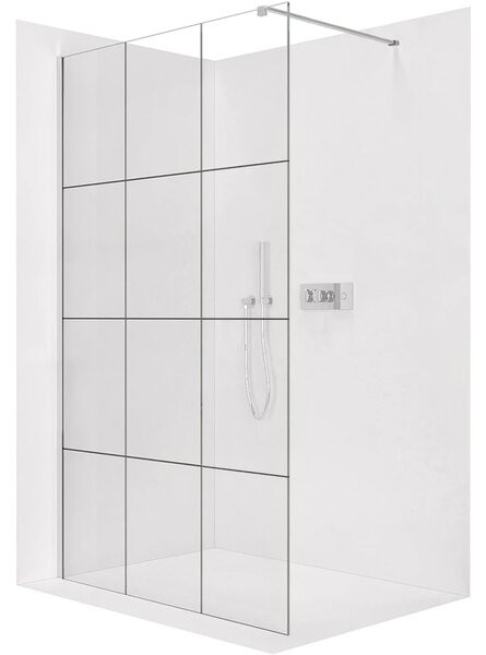 CERANO - Sprchová zástena Walk-in Onyx Cube Ľ/P - 8 mm - hranatá vzpera - chróm, industriálne sklo - 90x200 cm