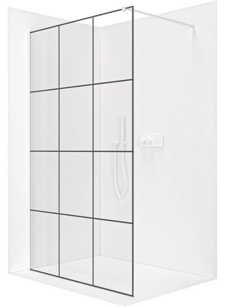 CERANO - Sprchová zástena Walk-in Onyx Cube Ľ/P - 8 mm - hranatá vzpera - biela matná, industriálne sklo - 90x200 cm