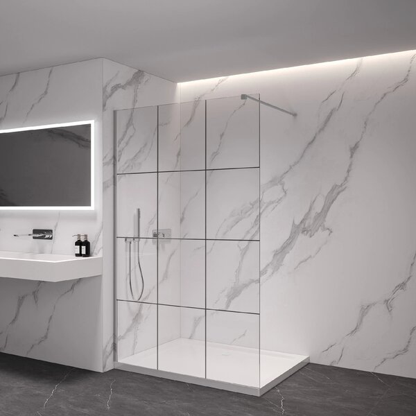 CERANO - Sprchová zástena Walk-in Onyx Cube Ľ/P - 8 mm - hranatá vzpera - chróm, industriálne sklo - 90x200 cm