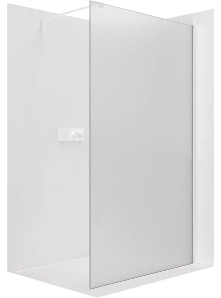 CERANO - Sprchová zástena Walk-in Onyx Cube Ľ/P - 8 mm - hranatá vzpera - biela matná, mliečne sklo - 30x200 cm