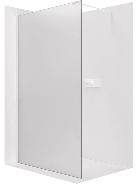 CERANO - Sprchová zástena Walk-in Onyx Cube Ľ/P - 8 mm - hranatá vzpera - biela matná, mliečne sklo - 30x200 cm