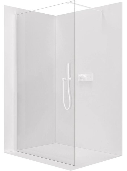CERANO - Sprchová zástena Walk-in Onyx Cube Ľ/P - 8 mm - hranatá vzpera - biela matná, transparentné sklo - 30x200 cm