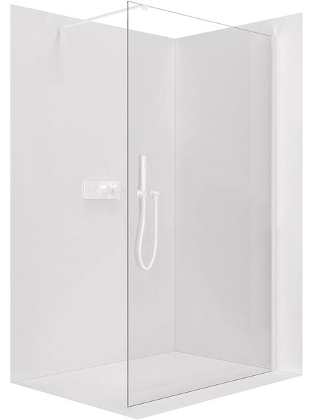 CERANO - Sprchová zástena Walk-in Onyx Cube Ľ/P - 8 mm - hranatá vzpera - biela matná, transparentné sklo - 30x200 cm