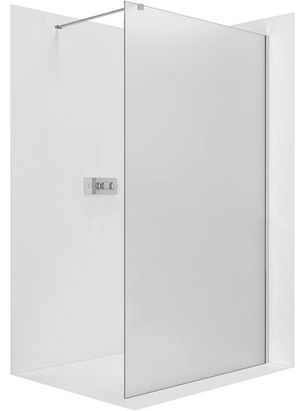 CERANO - Sprchová zástena Walk-in Onyx Cube Ľ/P - 8 mm - hranatá vzpera - chróm, mliečne sklo - 40x200 cm