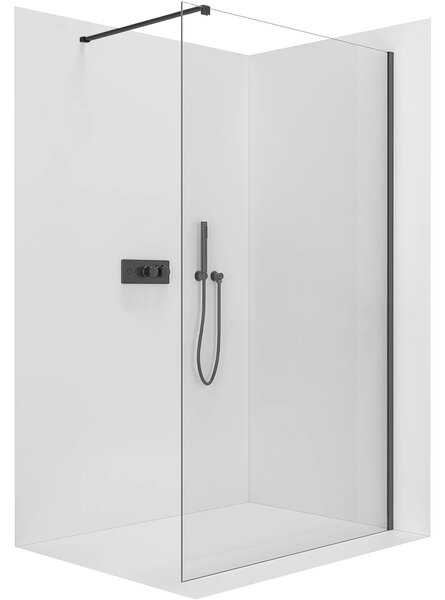 CERANO - Sprchová zástena Walk-in Onyx Cube Ľ/P - 8 mm - hranatá vzpera - čierna matná, transparentné sklo - 40x200 cm