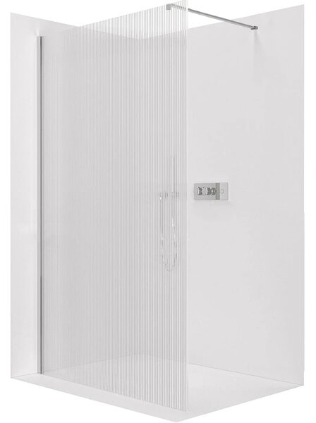 CERANO - Sprchová zástena Walk-in Onyx Cube Ľ/P - 8 mm - hranatá vzpera - chróm, ryhované sklo - 60x200 cm