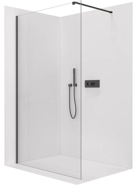 CERANO - Sprchová zástena Walk-in Onyx Cube Ľ/P - 8 mm - hranatá vzpera - čierna matná, transparentné sklo - 40x200 cm