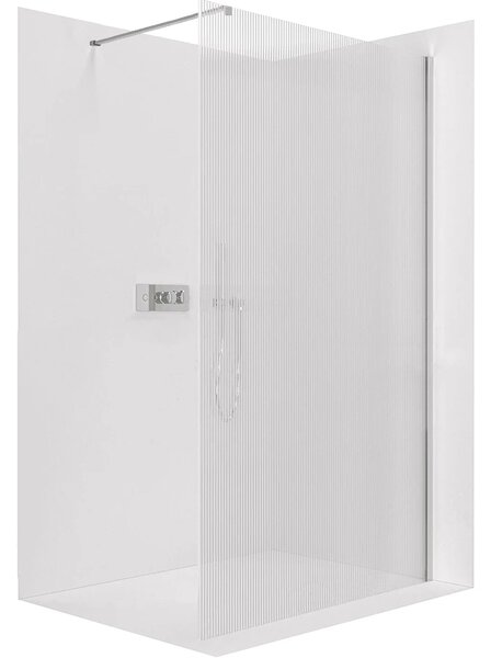 CERANO - Sprchová zástena Walk-in Onyx Cube Ľ/P - 8 mm - hranatá vzpera - chróm, ryhované sklo - 60x200 cm