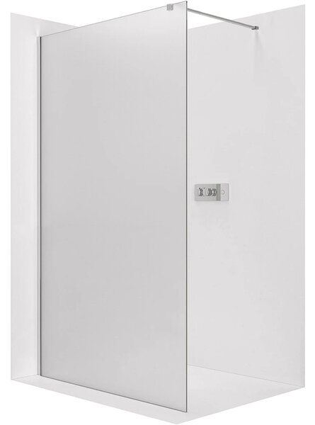 CERANO - Sprchová zástena Walk-in Onyx Cube Ľ/P - 8 mm - hranatá vzpera - chróm, mliečne sklo - 40x200 cm