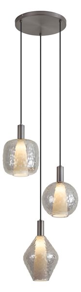 Dizajnová závesná lampa Gun Metal 3-svetelná - Ard