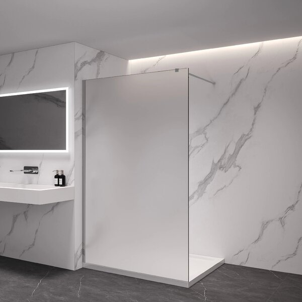 CERANO - Sprchová zástena Walk-in Onyx Cube Ľ/P - 8 mm - hranatá vzpera - chróm, mliečne sklo - 40x200 cm