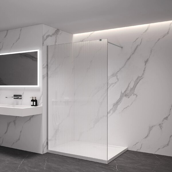 CERANO - Sprchová zástena Walk-in Onyx Cube Ľ/P - 8 mm - hranatá vzpera - chróm, ryhované sklo - 60x200 cm