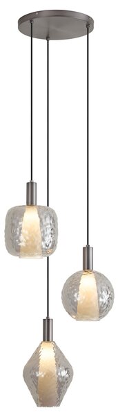 Dizajnová závesná lampa Gun Metal 3-svetelná - Ard