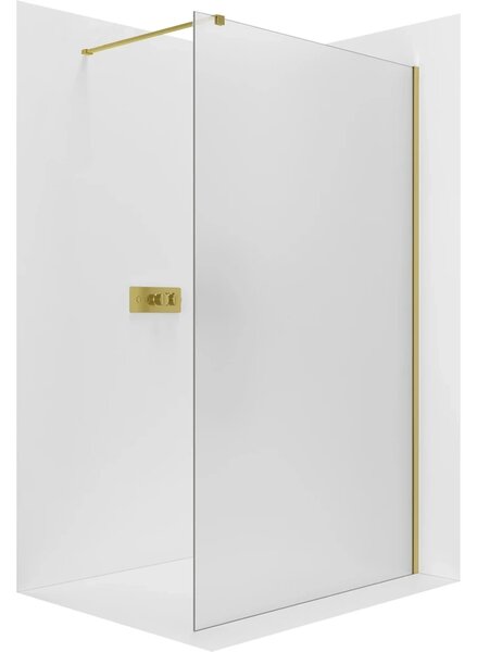 CERANO - Sprchová zástena Walk-in Onyx Cube Ľ/P - 8 mm - hranatá vzpera - zlatá, mliečne sklo - 30x200 cm