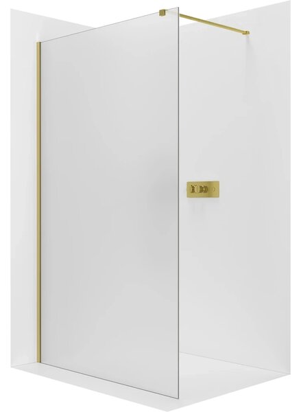 CERANO - Sprchová zástena Walk-in Onyx Cube Ľ/P - 8 mm - hranatá vzpera - zlatá, mliečne sklo - 30x200 cm