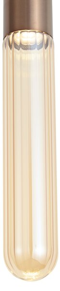 Závesná lampa v štýle Art Deco tmavý bronz s rebrovaným sklom IP44 - Walcott