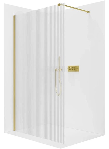 CERANO - Sprchová zástena Walk-in Onyx Cube Ľ/P - 8 mm - hranatá vzpera - zlatá, ryhované sklo - 50x200 cm