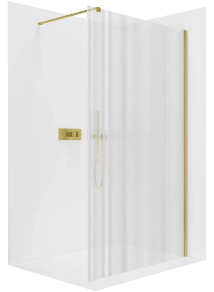 CERANO - Sprchová zástena Walk-in Onyx Cube Ľ/P - 8 mm - hranatá vzpera - zlatá, ryhované sklo - 50x200 cm